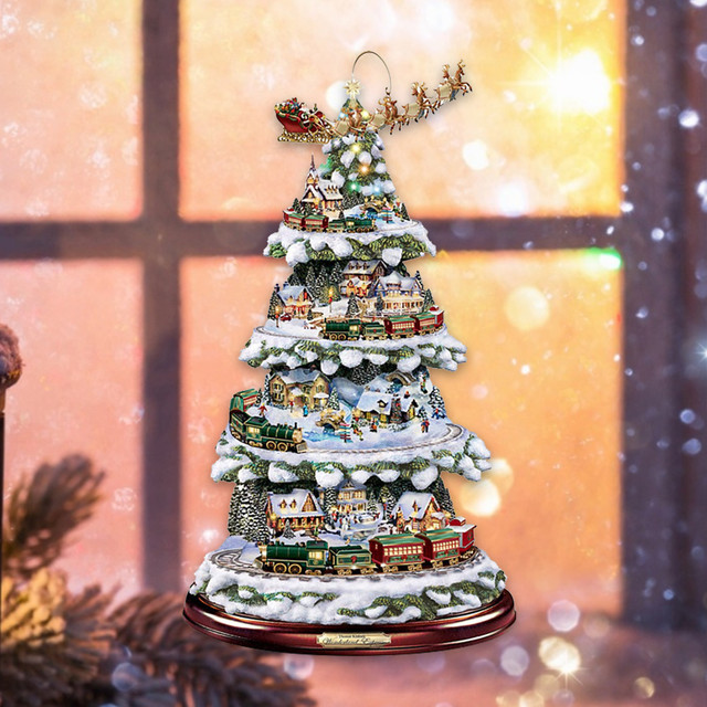 Naklejki ścienne kryształowe z motywem drzewa bożonarodzeniowego - dekoracyjne, obracające się rzeźby na święta 2022 i Nowy Rok - Wianko - 12