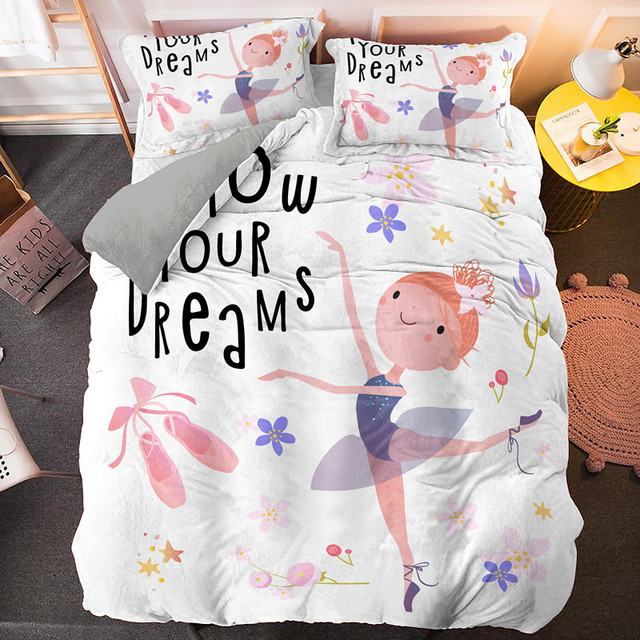 Zestaw pościeli Cartoon dla dzieci - dziewczęcy balet - kapa na kołdrę i poszewki na poduszkę - księżniczka dekoracja sypialni - Wianko - 28