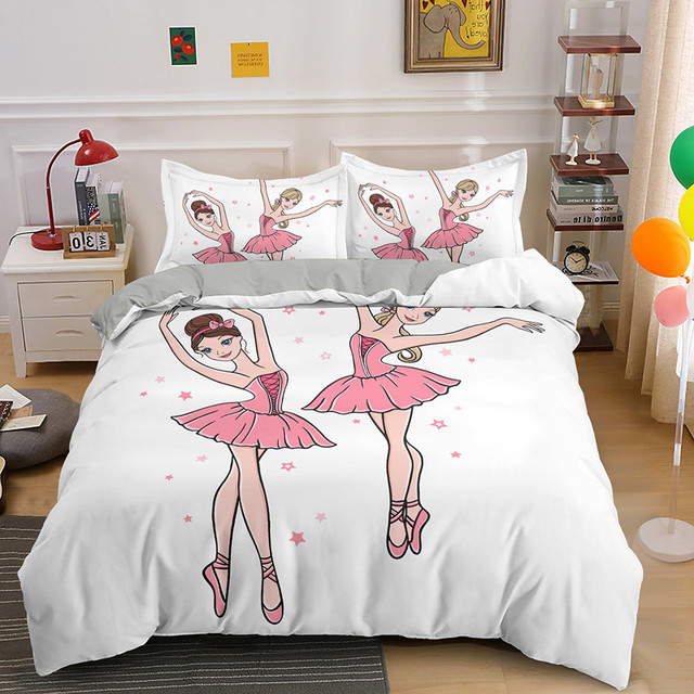 Zestaw pościeli Cartoon dla dzieci - dziewczęcy balet - kapa na kołdrę i poszewki na poduszkę - księżniczka dekoracja sypialni - Wianko - 24