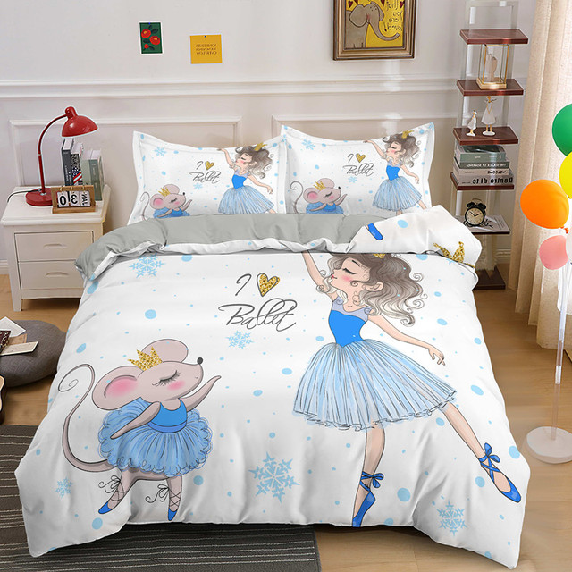 Zestaw pościeli Cartoon dla dzieci - dziewczęcy balet - kapa na kołdrę i poszewki na poduszkę - księżniczka dekoracja sypialni - Wianko - 23