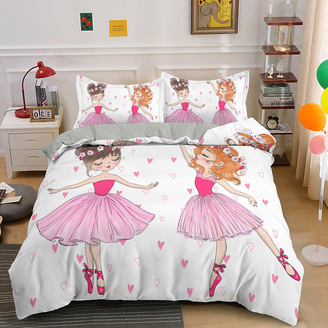 Zestaw pościeli Cartoon dla dzieci - dziewczęcy balet - kapa na kołdrę i poszewki na poduszkę - księżniczka dekoracja sypialni - Wianko - 21