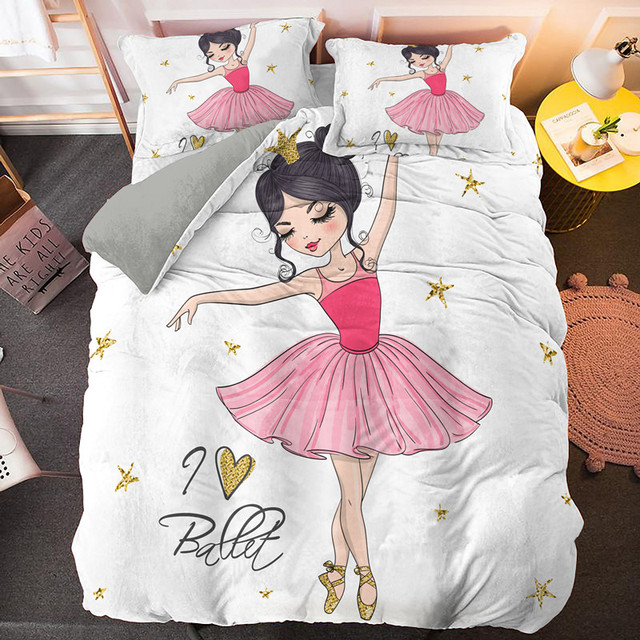 Zestaw pościeli Cartoon dla dzieci - dziewczęcy balet - kapa na kołdrę i poszewki na poduszkę - księżniczka dekoracja sypialni - Wianko - 25