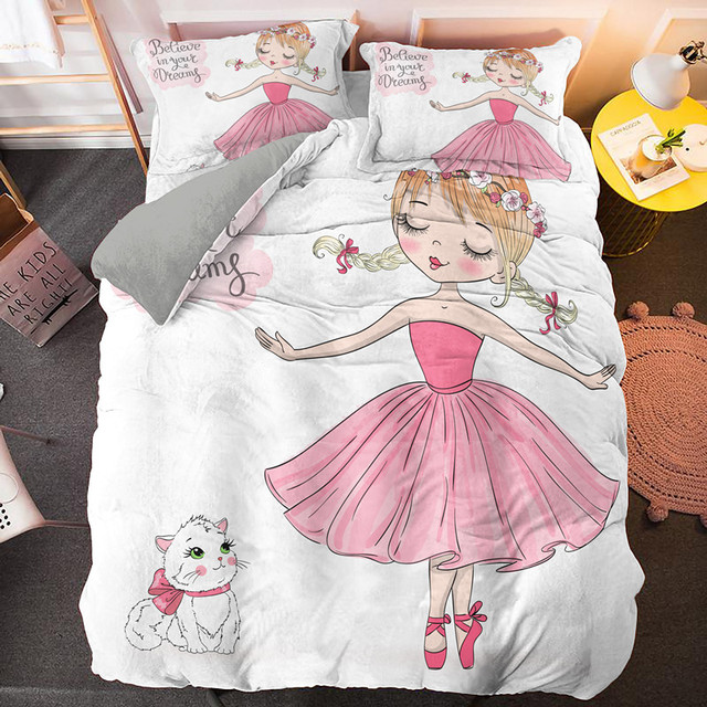 Zestaw pościeli Cartoon dla dzieci - dziewczęcy balet - kapa na kołdrę i poszewki na poduszkę - księżniczka dekoracja sypialni - Wianko - 26