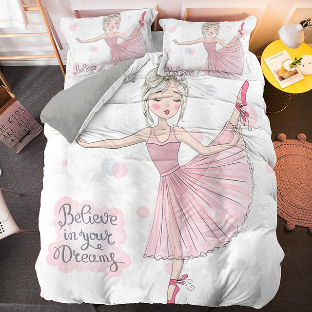 Zestaw pościeli Cartoon dla dzieci - dziewczęcy balet - kapa na kołdrę i poszewki na poduszkę - księżniczka dekoracja sypialni - Wianko - 27