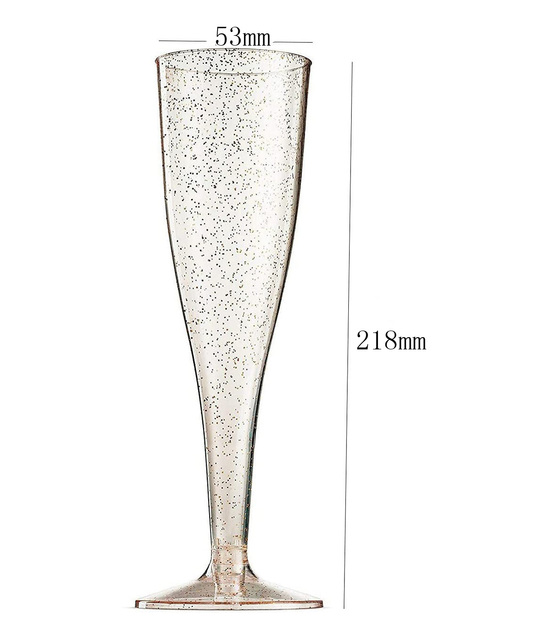 60 szt. złote plastikowe kieliszki do szampana, 5.5 oz, przezroczyste, do jednorazowego użytku, idealne na wesele i koktajle - Wianko - 5