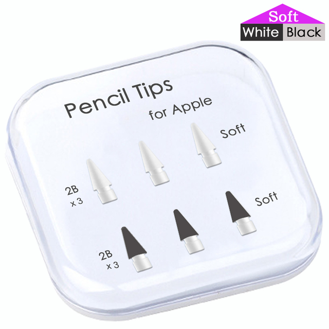 Końcówki ołówkowe Peilinc 2B do ołówka Apple 1/2 Logitech Crayon oraz iPad - miękka dwuwarstwowa końcówka, stalówka Stylus, biało-czarna - Wianko - 1