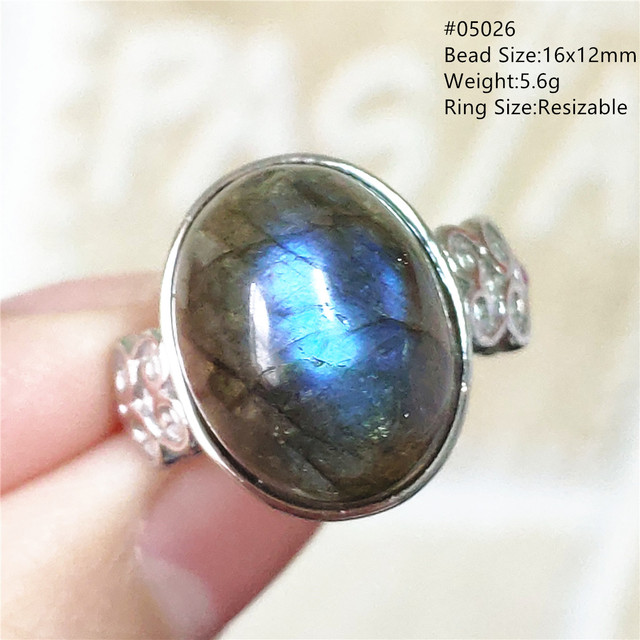 Pierre Silver - Prawdziwy naturalny labradoryt niebieski pierścień 925 Sterling Silver z regulacją światła - Wianko - 221