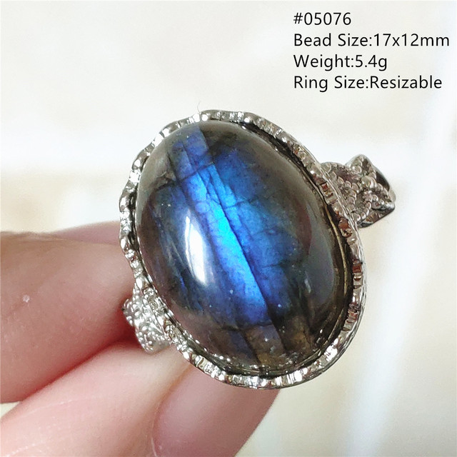 Pierre Silver - Prawdziwy naturalny labradoryt niebieski pierścień 925 Sterling Silver z regulacją światła - Wianko - 97