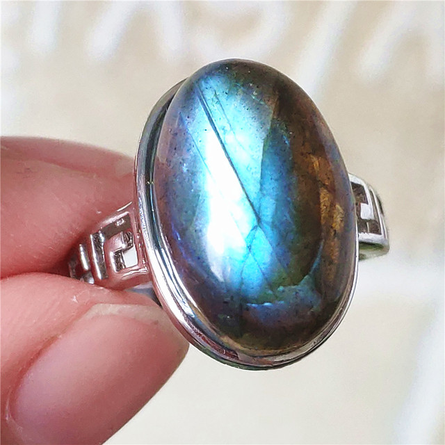 Pierre Silver - Prawdziwy naturalny labradoryt niebieski pierścień 925 Sterling Silver z regulacją światła - Wianko - 36
