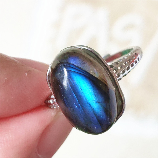 Pierre Silver - Prawdziwy naturalny labradoryt niebieski pierścień 925 Sterling Silver z regulacją światła - Wianko - 40