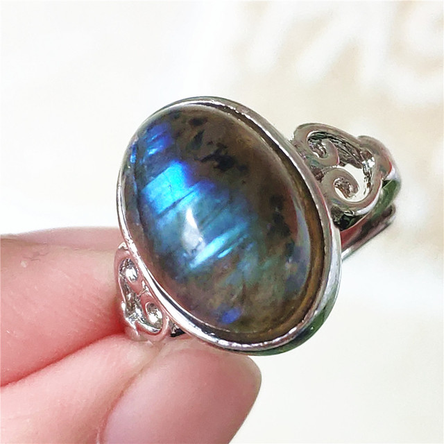 Pierre Silver - Prawdziwy naturalny labradoryt niebieski pierścień 925 Sterling Silver z regulacją światła - Wianko - 8