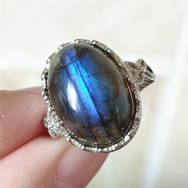 Pierre Silver - Prawdziwy naturalny labradoryt niebieski pierścień 925 Sterling Silver z regulacją światła - Wianko - 98