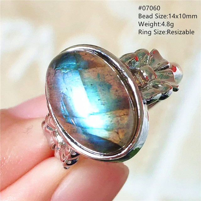 Pierre Silver - Prawdziwy naturalny labradoryt niebieski pierścień 925 Sterling Silver z regulacją światła - Wianko - 21