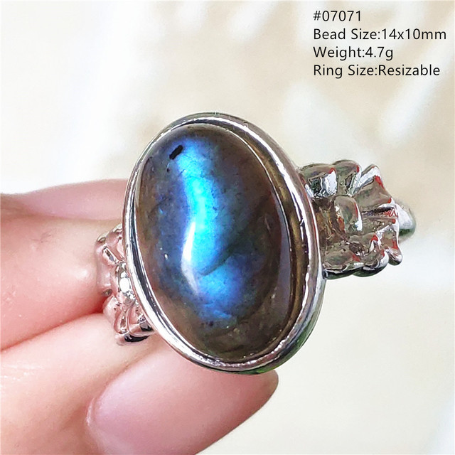 Pierre Silver - Prawdziwy naturalny labradoryt niebieski pierścień 925 Sterling Silver z regulacją światła - Wianko - 43