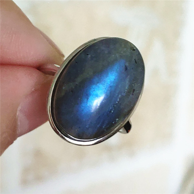 Pierre Silver - Prawdziwy naturalny labradoryt niebieski pierścień 925 Sterling Silver z regulacją światła - Wianko - 198