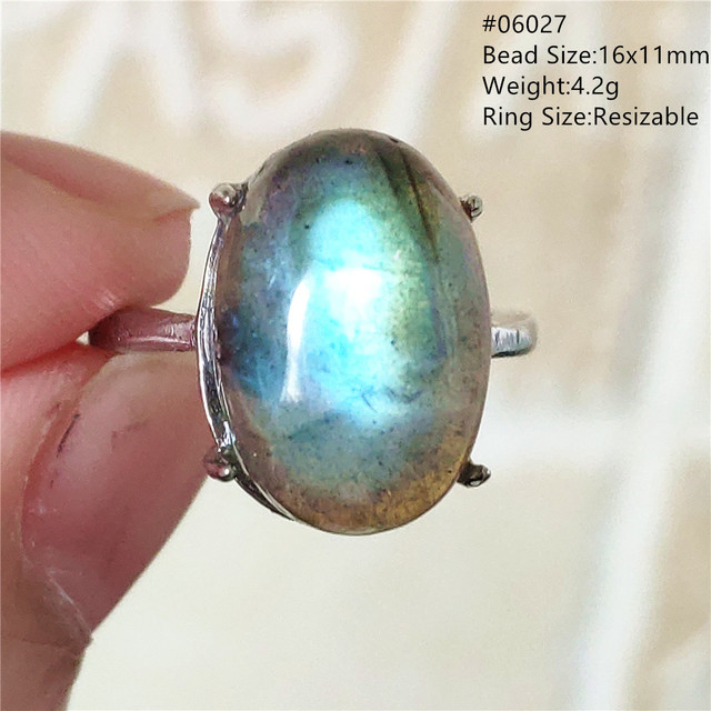 Pierre Silver - Prawdziwy naturalny labradoryt niebieski pierścień 925 Sterling Silver z regulacją światła - Wianko - 61