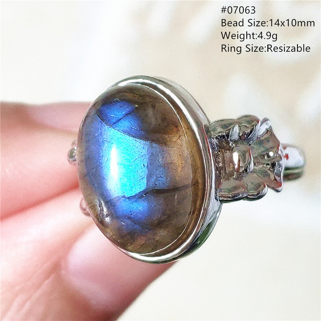Pierre Silver - Prawdziwy naturalny labradoryt niebieski pierścień 925 Sterling Silver z regulacją światła - Wianko - 27