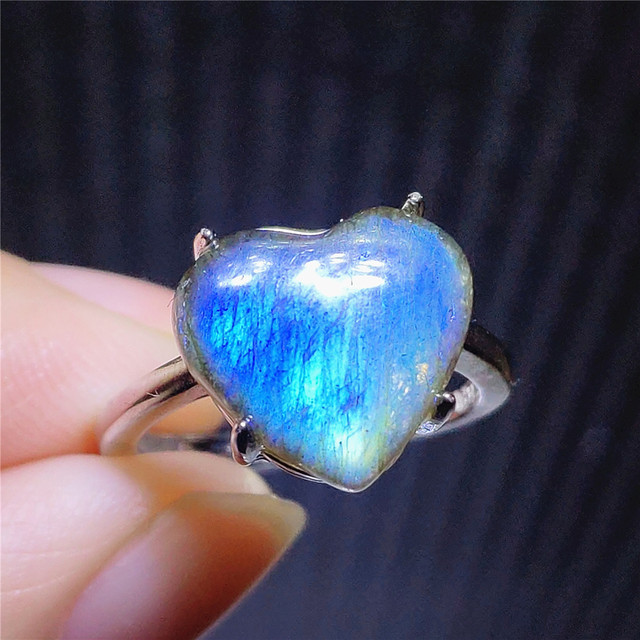 Pierre Silver - Prawdziwy naturalny labradoryt niebieski pierścień 925 Sterling Silver z regulacją światła - Wianko - 162