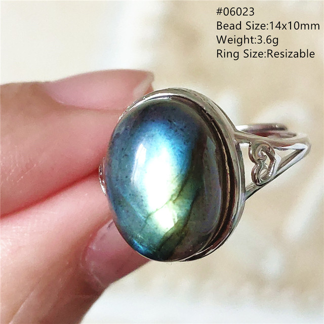 Pierre Silver - Prawdziwy naturalny labradoryt niebieski pierścień 925 Sterling Silver z regulacją światła - Wianko - 53