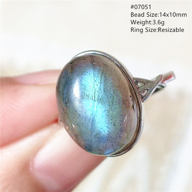 Pierre Silver - Prawdziwy naturalny labradoryt niebieski pierścień 925 Sterling Silver z regulacją światła - Wianko - 3