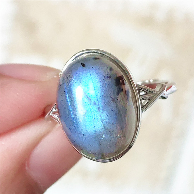 Pierre Silver - Prawdziwy naturalny labradoryt niebieski pierścień 925 Sterling Silver z regulacją światła - Wianko - 30