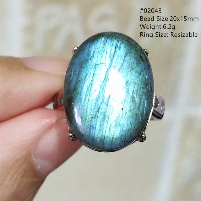 Pierre Silver - Prawdziwy naturalny labradoryt niebieski pierścień 925 Sterling Silver z regulacją światła - Wianko - 153