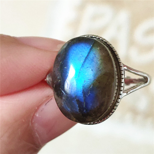 Pierre Silver - Prawdziwy naturalny labradoryt niebieski pierścień 925 Sterling Silver z regulacją światła - Wianko - 70
