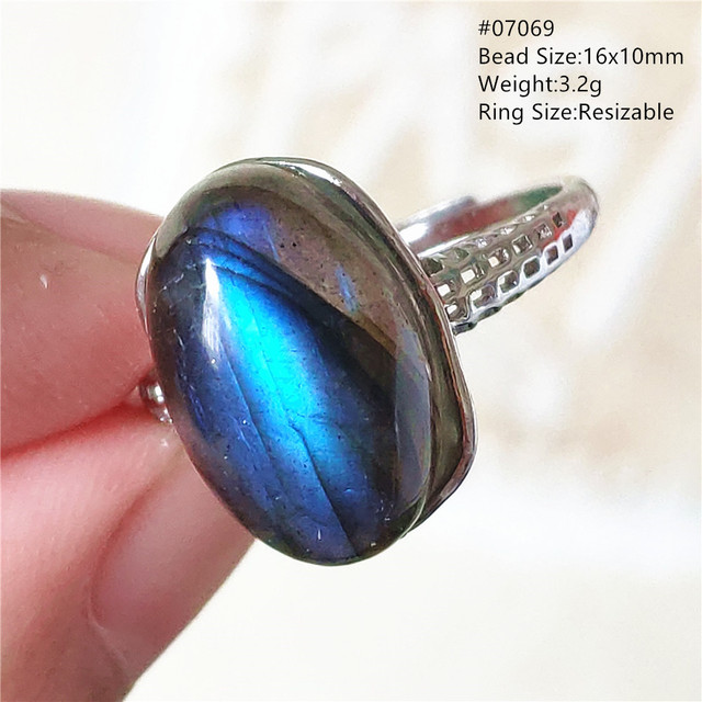 Pierre Silver - Prawdziwy naturalny labradoryt niebieski pierścień 925 Sterling Silver z regulacją światła - Wianko - 39