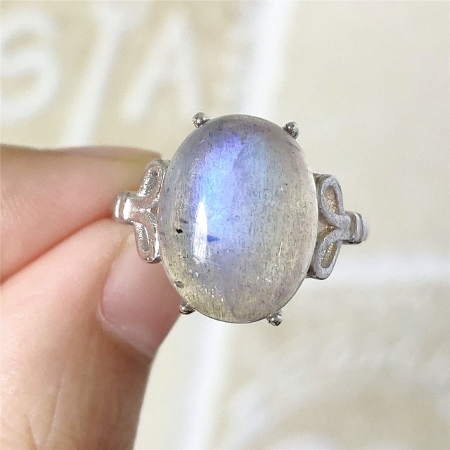 Pierre Silver - Prawdziwy naturalny labradoryt niebieski pierścień 925 Sterling Silver z regulacją światła - Wianko - 123