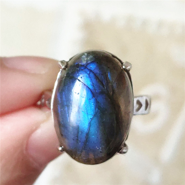 Pierre Silver - Prawdziwy naturalny labradoryt niebieski pierścień 925 Sterling Silver z regulacją światła - Wianko - 192