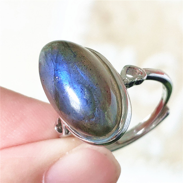 Pierre Silver - Prawdziwy naturalny labradoryt niebieski pierścień 925 Sterling Silver z regulacją światła - Wianko - 26