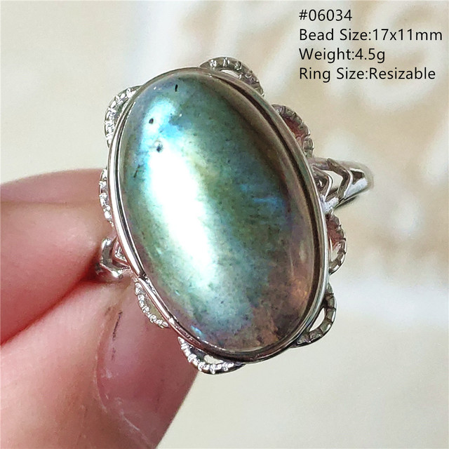 Pierre Silver - Prawdziwy naturalny labradoryt niebieski pierścień 925 Sterling Silver z regulacją światła - Wianko - 75