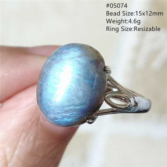 Pierre Silver - Prawdziwy naturalny labradoryt niebieski pierścień 925 Sterling Silver z regulacją światła - Wianko - 93