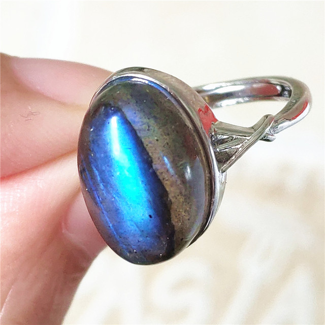Pierre Silver - Prawdziwy naturalny labradoryt niebieski pierścień 925 Sterling Silver z regulacją światła - Wianko - 12
