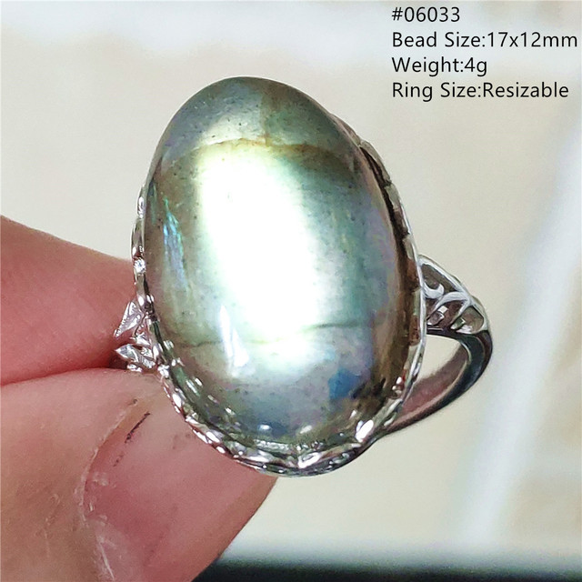 Pierre Silver - Prawdziwy naturalny labradoryt niebieski pierścień 925 Sterling Silver z regulacją światła - Wianko - 73