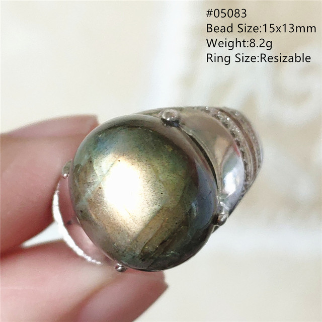 Pierre Silver - Prawdziwy naturalny labradoryt niebieski pierścień 925 Sterling Silver z regulacją światła - Wianko - 111