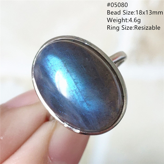 Pierre Silver - Prawdziwy naturalny labradoryt niebieski pierścień 925 Sterling Silver z regulacją światła - Wianko - 105