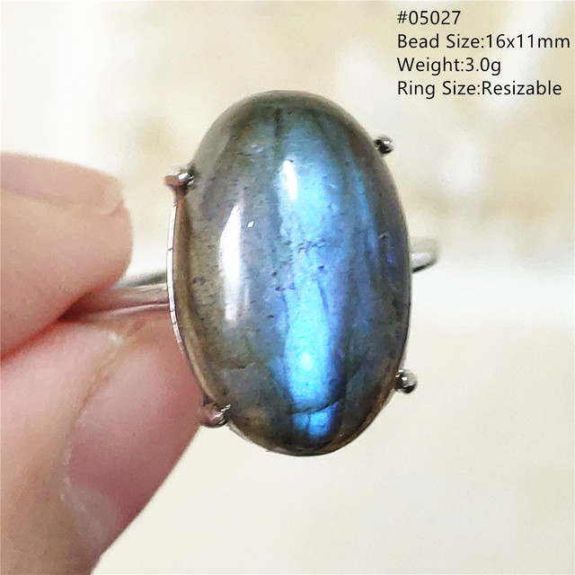 Pierre Silver - Prawdziwy naturalny labradoryt niebieski pierścień 925 Sterling Silver z regulacją światła - Wianko - 222