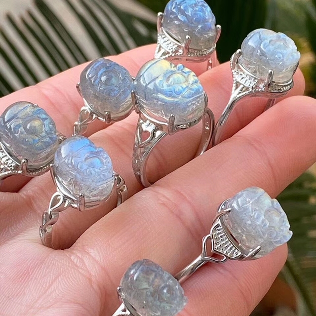 Pierre Silver - Prawdziwy naturalny labradoryt niebieski pierścień 925 Sterling Silver z regulacją światła - Wianko - 126