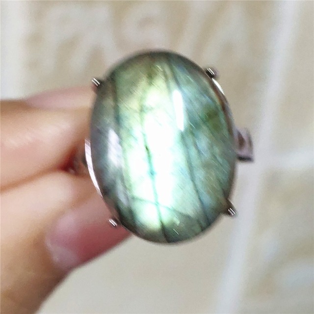 Pierre Silver - Prawdziwy naturalny labradoryt niebieski pierścień 925 Sterling Silver z regulacją światła - Wianko - 130