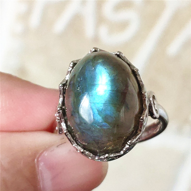 Pierre Silver - Prawdziwy naturalny labradoryt niebieski pierścień 925 Sterling Silver z regulacją światła - Wianko - 72