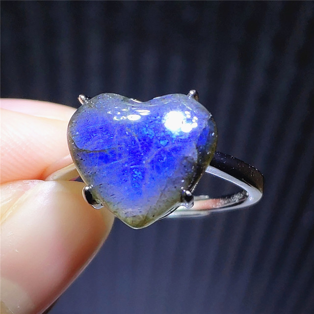 Pierre Silver - Prawdziwy naturalny labradoryt niebieski pierścień 925 Sterling Silver z regulacją światła - Wianko - 174