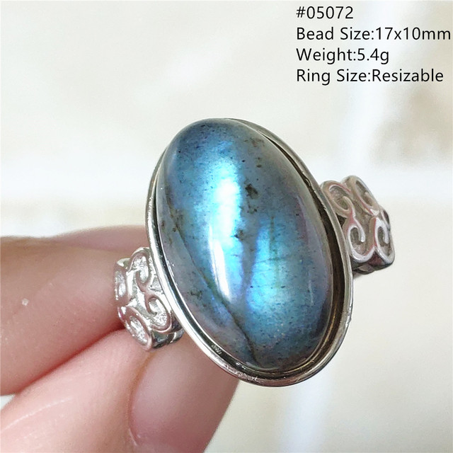 Pierre Silver - Prawdziwy naturalny labradoryt niebieski pierścień 925 Sterling Silver z regulacją światła - Wianko - 89