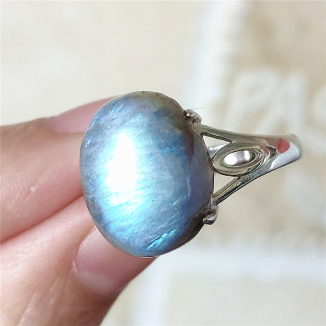 Pierre Silver - Prawdziwy naturalny labradoryt niebieski pierścień 925 Sterling Silver z regulacją światła - Wianko - 94