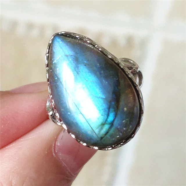 Pierre Silver - Prawdziwy naturalny labradoryt niebieski pierścień 925 Sterling Silver z regulacją światła - Wianko - 56