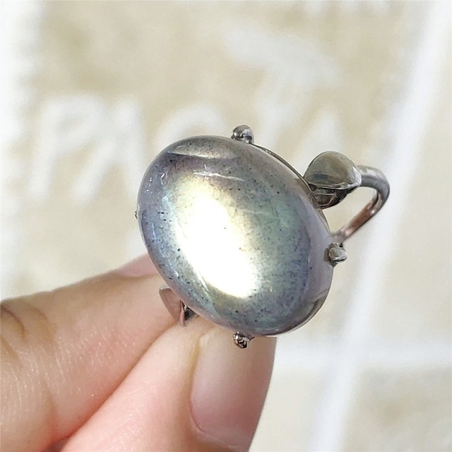 Pierre Silver - Prawdziwy naturalny labradoryt niebieski pierścień 925 Sterling Silver z regulacją światła - Wianko - 114