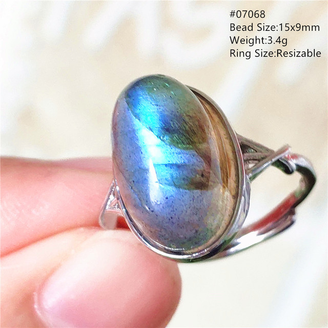 Pierre Silver - Prawdziwy naturalny labradoryt niebieski pierścień 925 Sterling Silver z regulacją światła - Wianko - 37