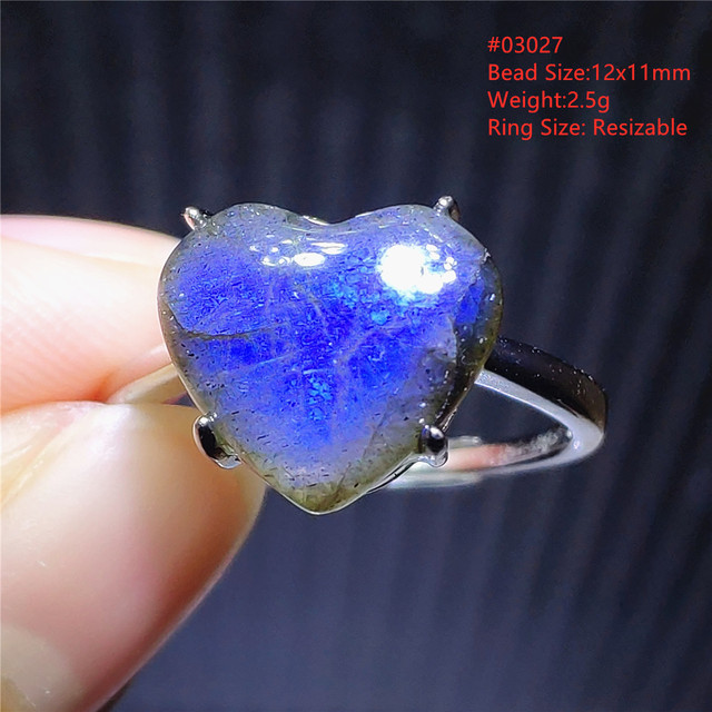 Pierre Silver - Prawdziwy naturalny labradoryt niebieski pierścień 925 Sterling Silver z regulacją światła - Wianko - 173