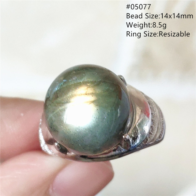 Pierre Silver - Prawdziwy naturalny labradoryt niebieski pierścień 925 Sterling Silver z regulacją światła - Wianko - 99