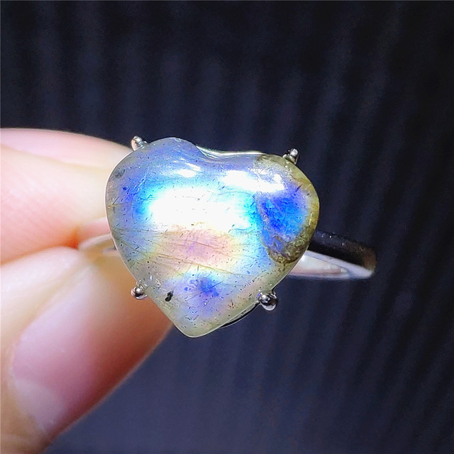 Pierre Silver - Prawdziwy naturalny labradoryt niebieski pierścień 925 Sterling Silver z regulacją światła - Wianko - 168